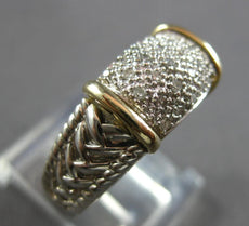 WIDE .21CT DIAMOND 14K YELLOW GOLD & 925 SILVER MULTI ROW SQUARE FUN RING #28298