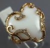 LARGE .36CT DIAMOND & AAA WHITE AGATE 14K ROSE GOLD 3D HEART SHAPE FILIGREE RING