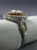 ESTATE 1.79CT WHITE & PINK DIAMOND 18KT 2 TONE GOLD DOUBLE HALO ENGAGEMENT RING