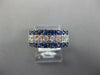 WIDE 1.10CT DIAMOND & AAA SAPPHIRE 14K WHITE GOLD CLASSIC 3 ROW ANNIVERSARY RING