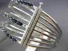 ESTATE WIDE 8.34CT DIAMOND & SAPPHIRE 14K WHITE GOLD CRISS CROSS BANGLE BRACELET