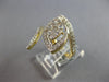 LARGE .82CT DIAMOND 14K YELLOW GOLD 3D CLUSTER INVISIBLE DOUBLE LEAF FUN RING