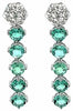 LARGE 4.31CT DIAMOND & AAA EMERALD 18K WHITE GOLD 3D FLOWER BY THE YARD EARRINGS
