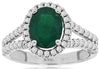 2.32CT DIAMOND & AAA EMERALD 14K WHITE GOLD 3D OVAL & ROUND HALO ENGAGEMENT RING