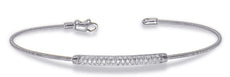 .32CT DIAMOND 14KT WHITE GOLD 3D CLASSIC MULTI ROW BAR FLEXIBLE BANGLE BRACELET