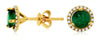1.36CT DIAMOND & AAA EMERALD 14KT YELLOW GOLD ROUND HALO MARTINI STUD EARRINGS