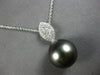 LARGE .37CT DIAMOND & AAA TAHITIAN PEARL 18KT WHITE GOLD MARQUISE LOVE NECKLACE