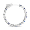 1.73CT DIAMOND & AAA SAPPHIRE 14K WHITE GOLD 3D INSIDE OUT HOOP HANGING EARRINGS