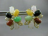 ANTIQUE LARGE AAA MULTI GEM & 14KT YELLOW GOLD FLORAL CLIP ON EARRINGS #22621