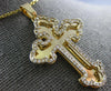 ESTATE LARGE .89CT DIAMOND 14KT YELLOW GOLD 3D HANDCRAFTED CLASSIC CROSS PENDANT