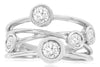 WIDE .76CT DIAMOND 14KT WHITE GOLD 3D 5 STONE BEZEL ETOILE CRISS CROSS FUN RING