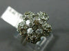 WIDE .86CT WHITE & CHOCOLATE FANCY DIAMOND 18KT WHITE GOLD MULTI FLOWER FUN RING