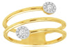 ESTATE WIDE .14CT DIAMOND 14K YELLOW GOLD 3D DOUBLE FLOWER CRISS CROSS LOVE RING