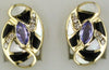 .91CT DIAMOND & AAA TANZANITE ONYX & MOTHER OF PEARL 14KT YELLOW GOLD EARRINGS