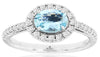 1.03CT DIAMOND & AAA AQUAMARINE 14KT WHITE GOLD 3D OVAL & ROUND FLOWER FUN RING