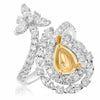 LARGE 2.05CT DIAMOND 14K 2 TONE GOLD PEAR SHAPE MARQUISE & ROUND SEMI MOUNT RING