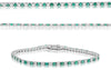 ESTATE 4.0CT DIAMOND & AAA EMERALD 14K WHITE GOLD ROUND ETERNITY TENNIS BRACELET