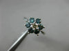 ESTATE .68CT WHITE & BLUE DIAMONDS 14KT WHITE GOLD 3D FLOWER SOLITAIRE LOVE RING