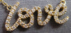 ESTATE .16CT DIAMOND 14KT YELLOW GOLD 3D CLASSIC ROUND LOVE SCRIPT FUN NECKLACE