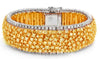 GIA LARGE 27.99CT WHITE & FANCY YELLOW DIAMOND 18KT 2 TONE GOLD TENNIS BRACELET