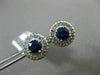 ESTATE LARGE 2.80CT DIAMOND & AAA SAPPHIRE 14KT WHITE GOLD ROUND HALO EARRINGS