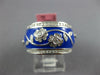 WIDE 1.23CT DIAMOND & BLUE ENAMEL 18KT WHITE GOLD MULTI FLOWER ETERNITY FUN RING