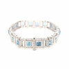 8.28CT DIAMOND & AAA AQUAMARINE 18KT WHITE GOLD PRINCESS & ROUND TENNIS BRACELET