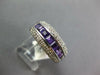 WIDE 1.28CT DIAMOND & AMETHYST 14KT WHITE GOLD PRINCESS CHANNEL ANNIVERSARY RING