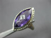 ANTIQUE LARGE 8.03CT OLD MINE DIAMOND & AMETHYST 14KT WHITE GOLD MARQUISE RING