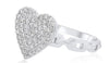 ESTATE .38CT DIAMOND 14KT WHITE GOLD CLASSIC PAVE HEART SHAPE LOVE KNOT FUN RING