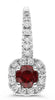 .97CT DIAMOND & AAA RUBY 14KT WHITE GOLD 3D ROUND SQUARE HALO HANGING EARRINGS