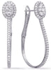 1.11CT DIAMOND 14KT WHITE GOLD 3D FLOWER TEAR DROP CLIP ON HOOP HANGING EARRINGS