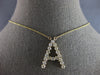 ESTATE LARGE 1.09CT DIAMOND 14KT YELLOW GOLD 3D CLASSIC A INITIAL FUN NECKLACE