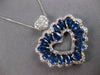 LARGE 7.5CT DIAMOND & AAA SAPPHIRE 14KT WHITE GOLD 3D PEAR SHAPE & ROUND PENDANT