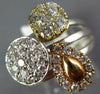 ESTATE WIDE 1.02CT DIAMOND 18KT TRI COLOR GOLD 3D CLUSTER MULTI SHAPE FUN RING