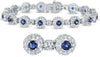 8.55CT DIAMOND & AAA SAPPHIRE 14KT WHITE GOLD 3D MULTI FLOWER BANGLE BRACELET