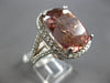 EXTRA LARGE 18.7CT DIAMOND & AAA PINK TOURMALINE 14KT WHITE GOLD ENGAGEMENT RING