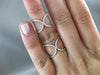 ESTATE WIDE .16CT DIAMOND 14KT WHITE GOLD 3D DOUBLE SEMICIRCLE CHAIN FUN RING