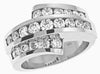 WIDE 1.50CT DIAMOND 14KT WHITE GOLD CLASSIC 3 ROW CHANNEL CRISS CROSS LOVE RING