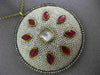 ANTIQUE LARGE 6.0CT DIAMOND AAA RUBY & PEARL ENAMEL 18KT YELLOW GOLD 3D PENDANT