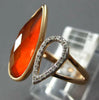 .09CT DIAMOND & AAA ORANGE AGATE 14KT ROSE GOLD PEAR SHAPE CRISS CROSS FUN RING