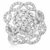ESTATE 2.36CT DIAMOND 14KT WHITE GOLD 3D CLUSTER FLOWER OVAL INFINITY LOVE RING