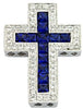 1.51CT DIAMOND & AAA SAPPHIRE 14KT WHITE GOLD 3D PRINCESS & ROUND CROSS PENDANT