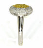 .86CT WHITE & FANCY YELLOW DIAMOND 18KT 2 TONE GOLD 3D SQUARE HEXAGON FUN RING