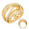 LARGE 2.15CT DIAMOND 14KT YELLOW GOLD CLASSIC MULTI ROW CRISS CROSS LOVE RING