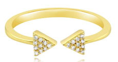 ESTATE .07CT DIAMOND 14KT YELLOW GOLD 3D ROUND CLASSIC DOUBLE ARROW LOVE RING