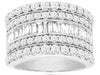 LARGE 2.50CT DIAMOND 14KT WHITE GOLD ROUND & BAGUETTE MULTI ROW ANNIVERSARY RING