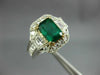 ESTATE 2.15CT DIAMOND & AAA EMERALD 18KT TWO TONE GOLD 3D ENGAGEMENT RING #26696