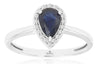 .98CT DIAMOND & AAA SAPPHIRE 14KT WHITE GOLD PEAR SHAPE & ROUND FRIENDSHIP RING