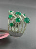 ESTATE LARGE 2.02CT DIAMOND & AAA EMERALD 18KT WHITE GOLD 3D ANNIVERSARY RING